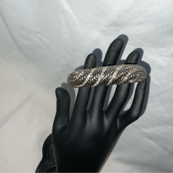 Bracelet, Emma Skye Stainless Steel and Crystal Hinge Bracelet - Picture 7 of 9